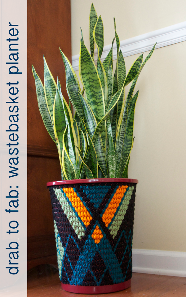 Drab to Fab:Wastebasket planter! How to turn a $4 wastebasket into a beautiful planter :: becomingfab.com