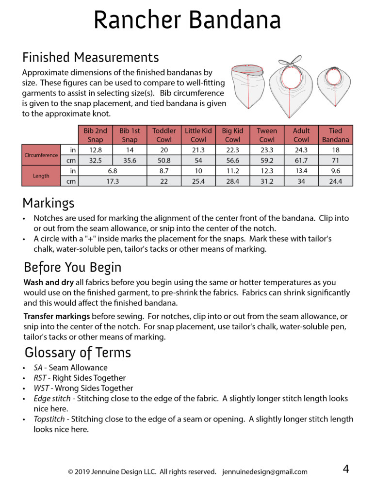 bandana measurements